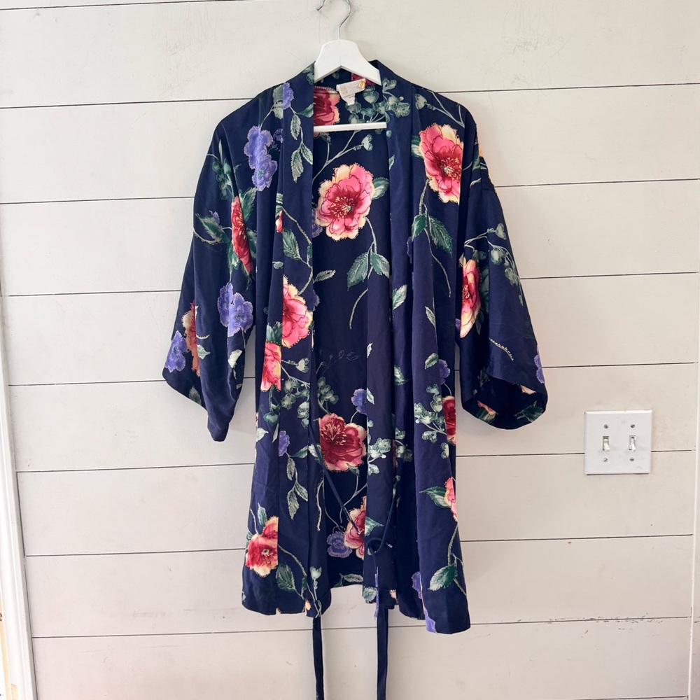 California Dynasty Vintage Floral Kimono Robe Size Large